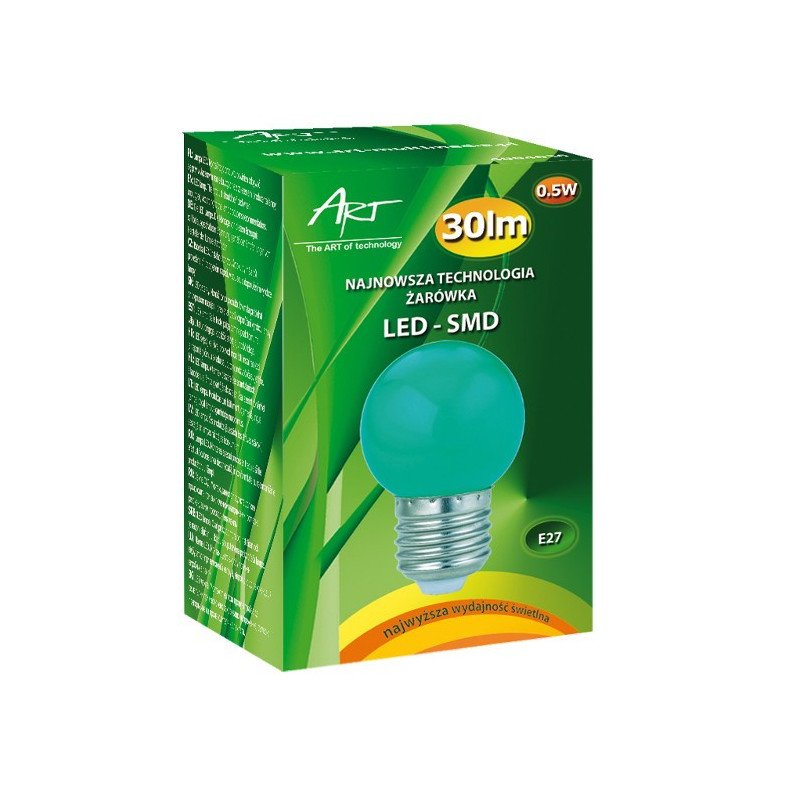 LED žárovka ART E27, 0,5 W, 30 lm, zelená