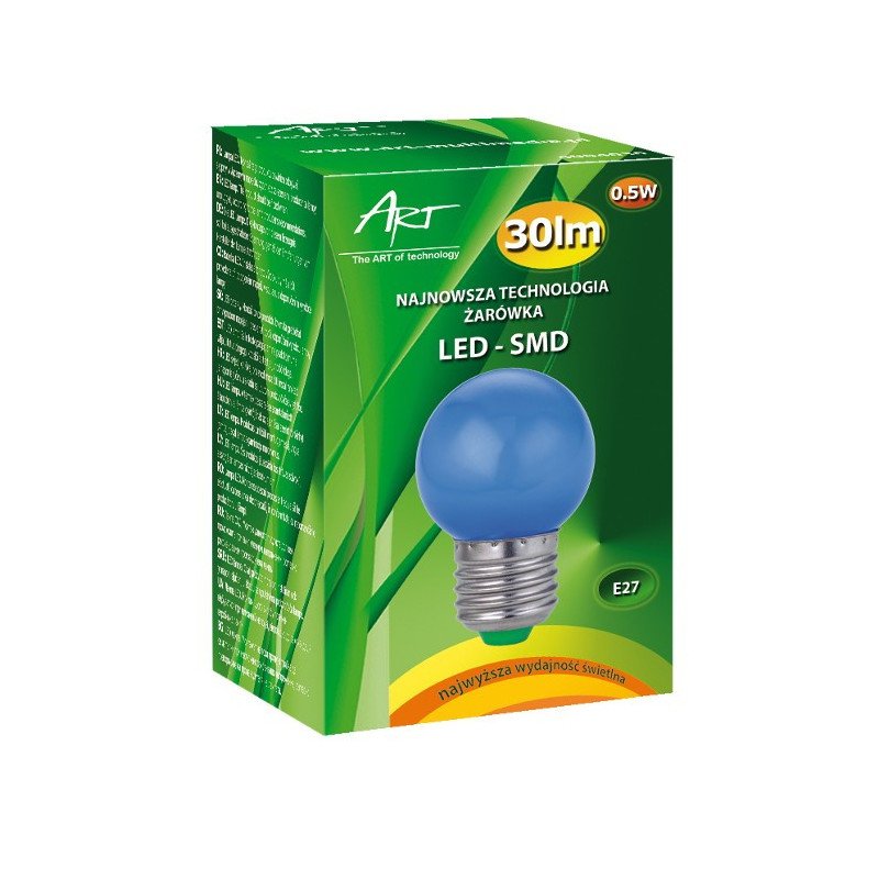 LED žárovka ART E27, 0,5 W, 30 lm, modrá