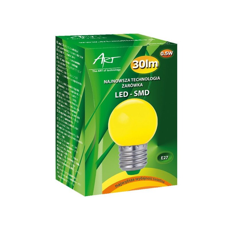 LED žárovka ART E27, 0,5 W, 30 lm, žlutá