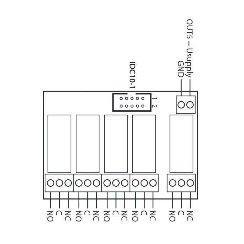 Reléová deska 16A x 5 pro řadič GSM / LAN - 12V