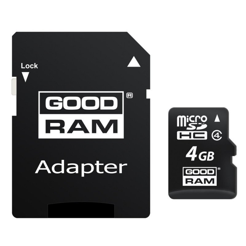 Paměťová karta Goodram micro SD / SDHC 4 GB třídy 4 s adaptérem
