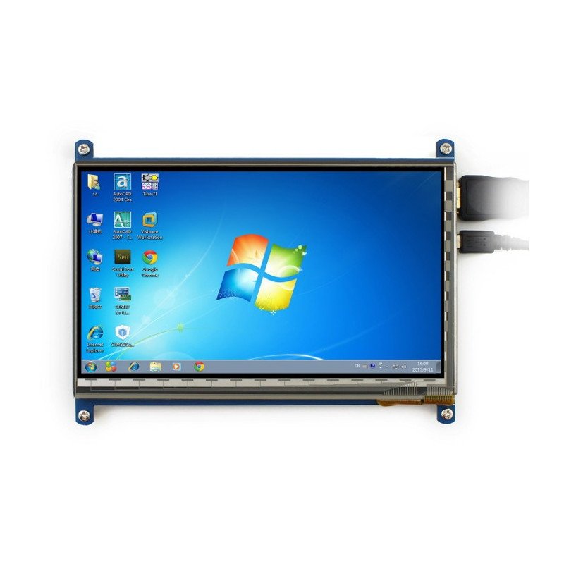 TFT LCD kapacitní dotyková obrazovka 7 "1024x600px HDMI + USB pro Raspberry Pi 2 / B +