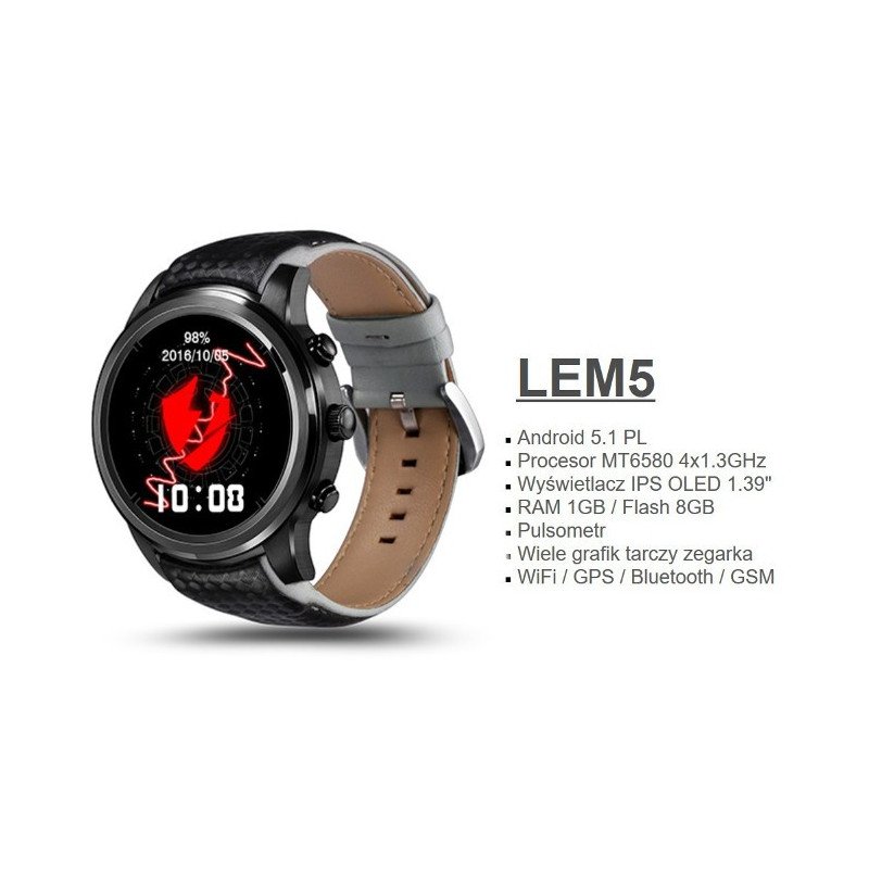 SmartWatch LEM5 black - chytré hodinky