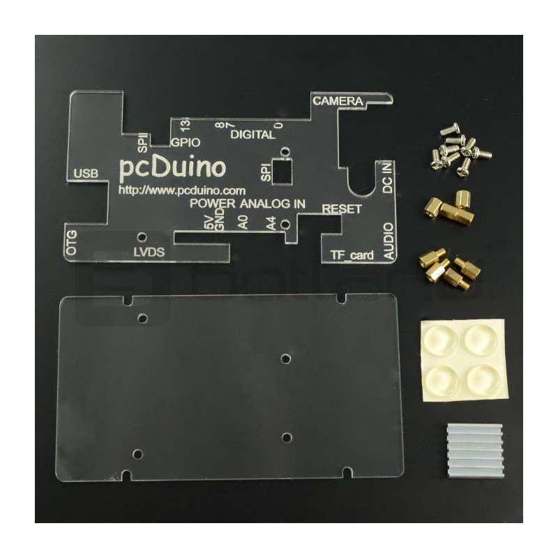 LinkSprite - pouzdro pcDuino3 A / B - průhledné otevřené + chladič
