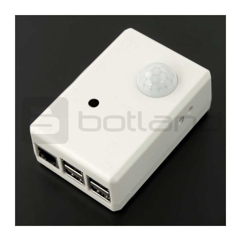 Bílé pouzdro pro RaspberryPi, kameru a snímač pohybu PIR SPI-BOX