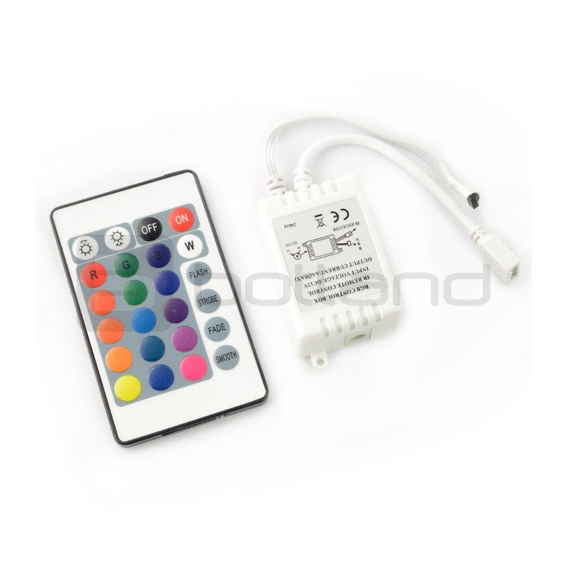 Ovladač RGB LED pásků a pásků s IR dálkovým ovládáním - 24 kláves - MINI 72W