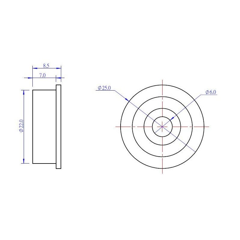 MakeBlock - ložisko s límcem 22x6x7mm - 2 ks.