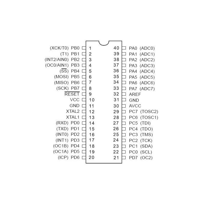 Mikrokontrolér AVR - ATmega16A-PU - DIP