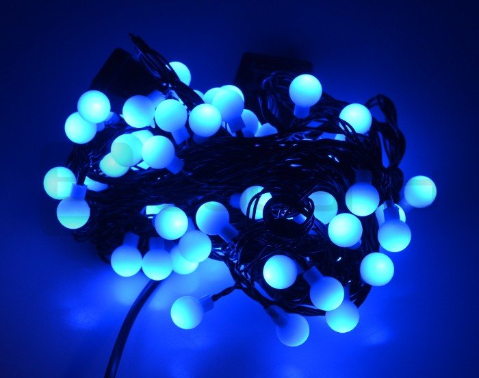 Osvětlení vánočních stromků LED koule - modré - 80 ks.