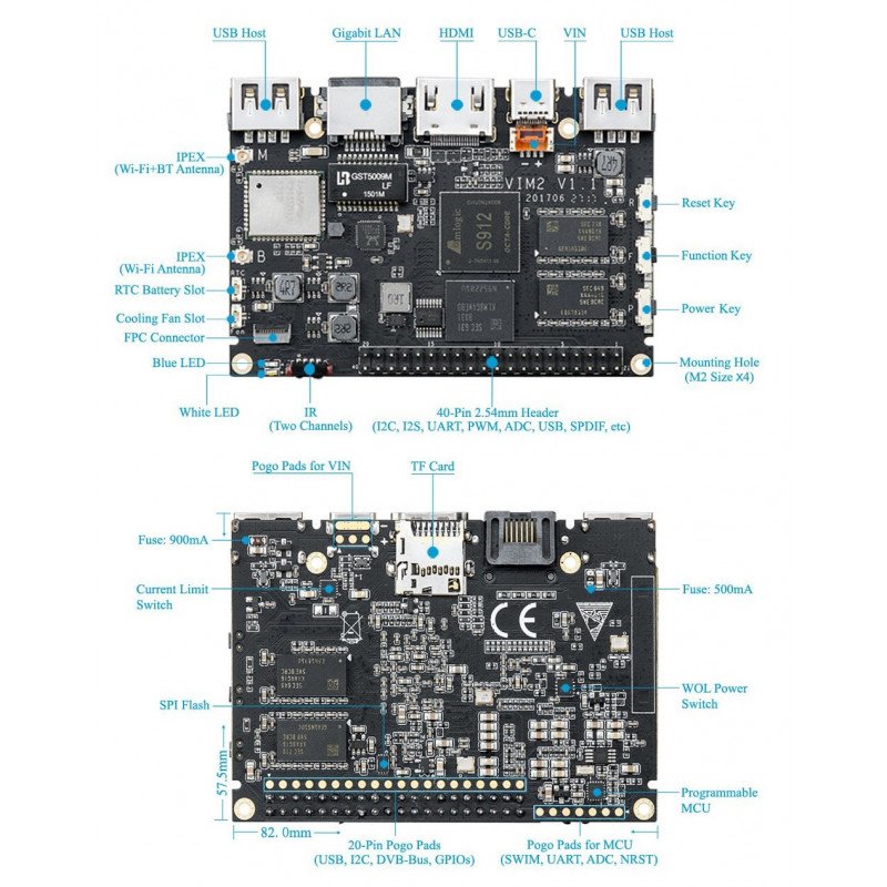Khadas VIM2 Basic - ARM Cortex A53 Octa-Core 1,5 GHz WiFi + 2 GB RAM + 16 GB eMMC