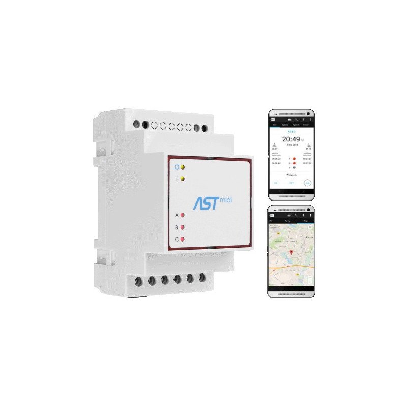 ASTmidi GPS - orloj na DIN lištu s GPS - 3 x výstup 230V / 5A + interní anténa