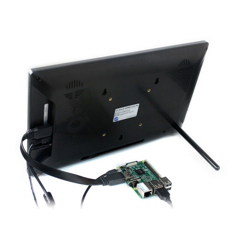 Kapacitní dotyková obrazovka, tvrzené sklo LCD IPS 13,3 '' 1920x1080 HDMI + USB pro pouzdro Raspberry Pi 3B + / 3B / 2B / Zero +