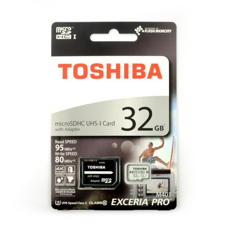 Paměťová karta Toshiba Exceria micro SD / SDHC 32 GB UHS-I třídy 3 s adaptérem