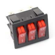Kolébkový spínač, trojitý RS203-6C3R - 250V / 16A - červený