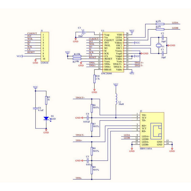 Ethernetový síťový modul ENC28J60