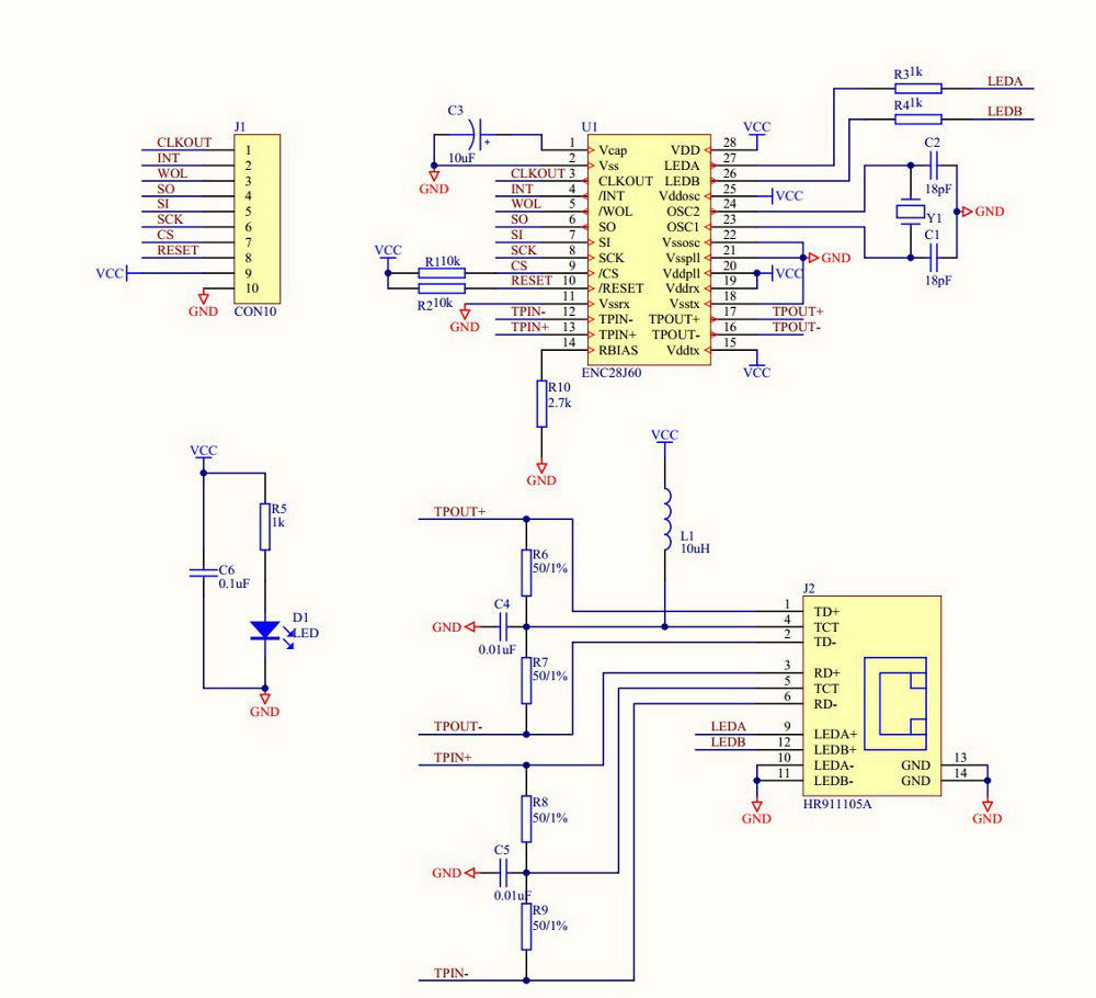 Ethernetový síťový modul ENC28J60