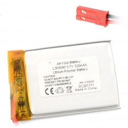 Baterie Akyga 550mAh 1S 3,7 V Li-Pol - konektor JST-BEC + zásuvka