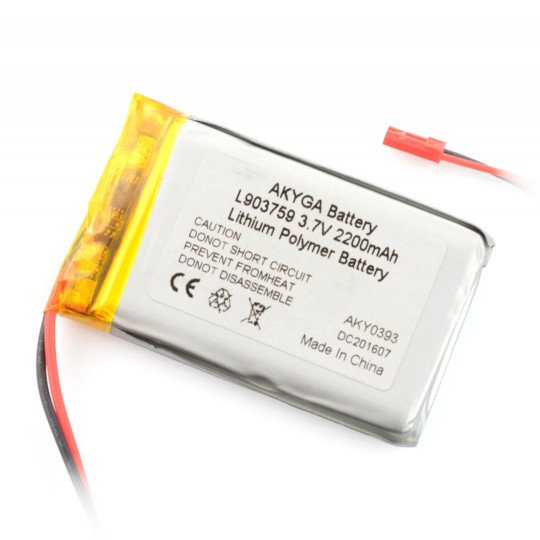 Baterie Akyga 2200mAh 1S 3,7 V Li-Pol - konektor JST-BEC + zásuvka