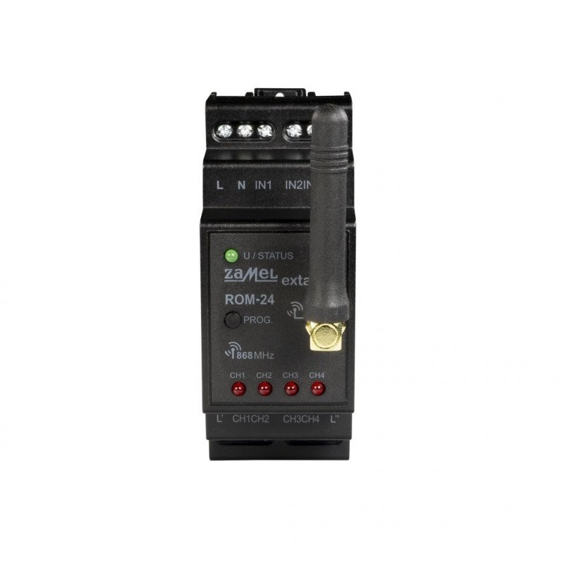 Exta Life - Rádiový modulární přijímač, 4kanálový 230V DIN - ROM-24