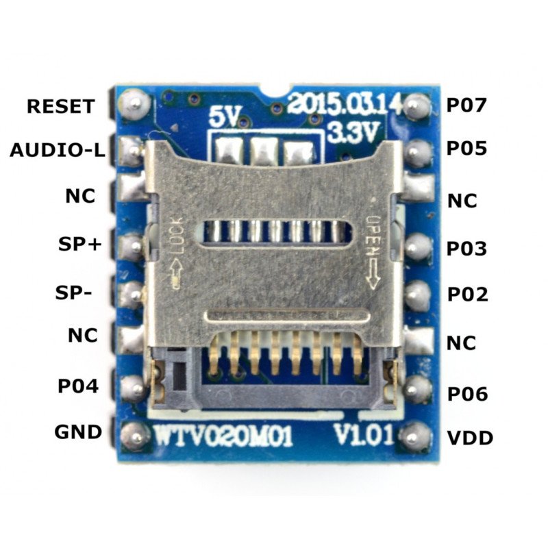 WTV020 - MP3 přehrávač se slotem pro microSD