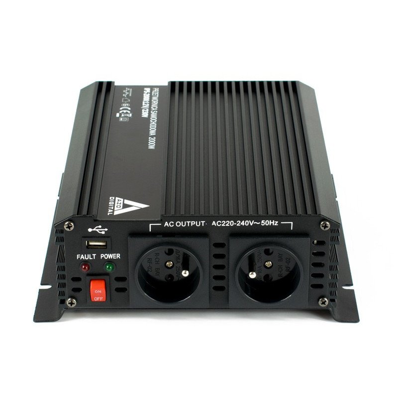 Digitální měnič napětí AZO Digital 12 VDC / 230 VAC IPS-1200D 1200W s displejem