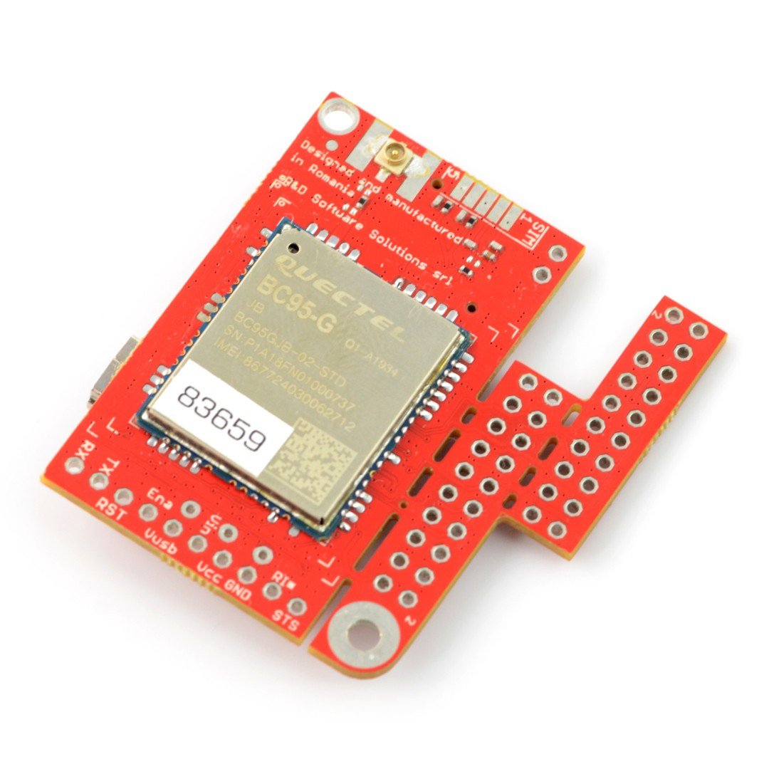 GSM LTE NB IoT modul - u-GSM štít v2.19 BC95G - pro Arduino a Raspberry Pi - u.FL konektor