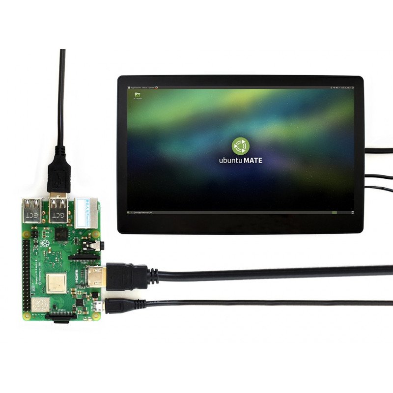 IPS LCD kapacitní dotyková obrazovka 11,6 '' (D) 1920x1080px HDMI + USB pro Raspberry Pi 3B + / 3B / 2B / Zero černé pouzdro