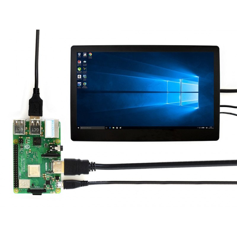 IPS LCD kapacitní dotyková obrazovka 11,6 '' (D) 1920x1080px HDMI + USB pro Raspberry Pi 3B + / 3B / 2B / Zero černé pouzdro