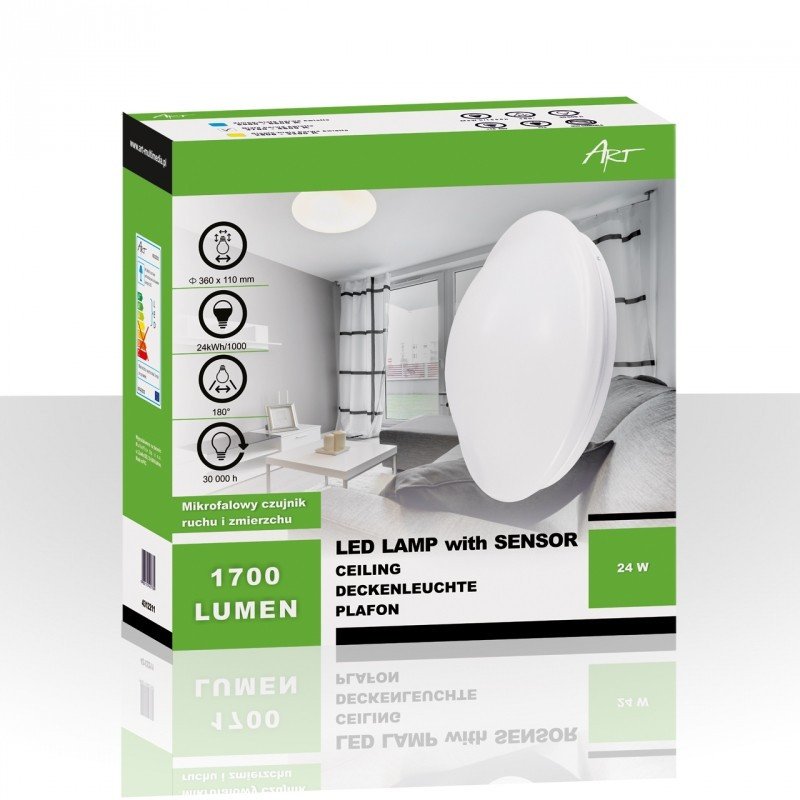 Stropní LED stropní svítidlo ART 4312211, kulaté 360x110mm, 24W, 1700lm, bílá barva