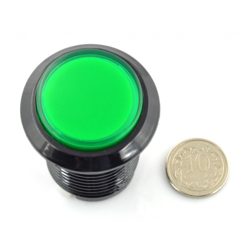 Arkádové tlačítko 3,3 cm - černé se zeleným podsvícením