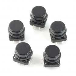 Taktický spínač 12x12 mm s kulatým víčkem - černý