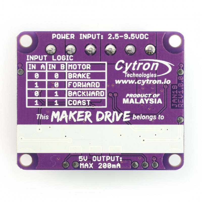 Cytron Maker Drive MX1508 - dvoukanálový ovladač motoru 9,5V / 1A