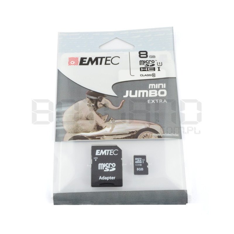 Paměťová karta EMTEC micro SD / SDHC 8 GB třídy 10 s adaptérem