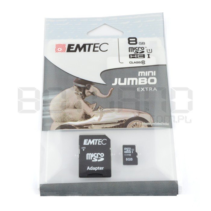 Paměťová karta EMTEC micro SD / SDHC 8 GB třídy 10 s adaptérem