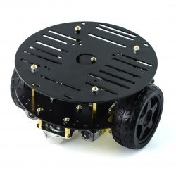 Podvozek Kulatý 2WD - dvoukolový robotický podvozek s pohonem - hliník - černý