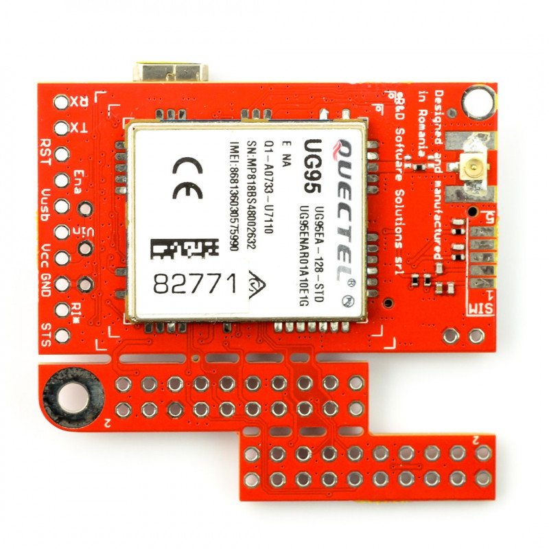 3G / GSM modul - u -GSM štít v2.19 UG95E - pro Arduino a Raspberry Pi - konektor u.FL