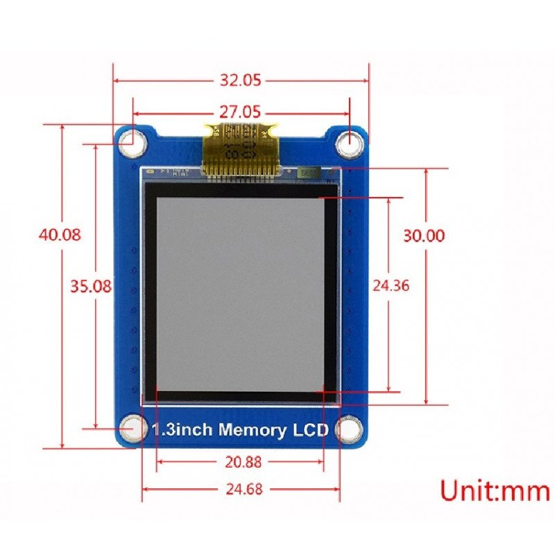 1,3palcový LCD displej s vestavěnou pamětí