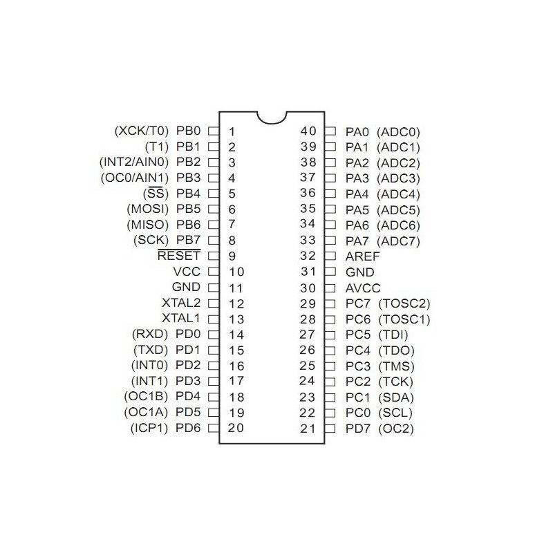 Mikrokontrolér AVR - ATmega32A-PU - DIP