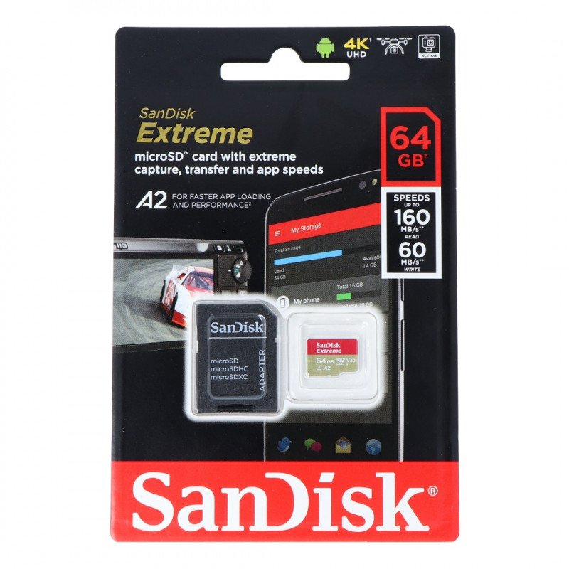 Paměťová karta SanDisk Extreme microSD 64 GB 90 MB / s UHS-I třída 10 s adaptérem