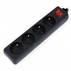 Lanberg power strip - černý 4x 230V s 1,5m vypínačem