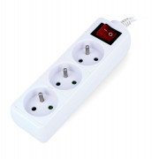Lanberg power strip - bílý 3x 230V s 1,5m vypínačem
