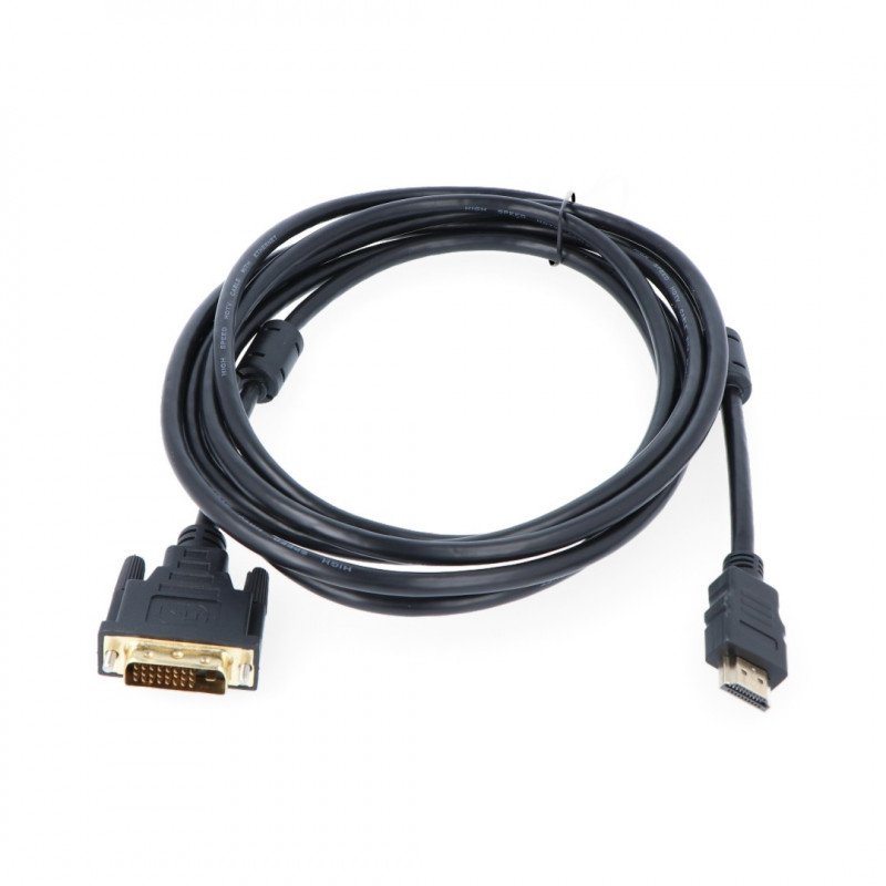 Černý kabel DVI - HDMI 3 m
