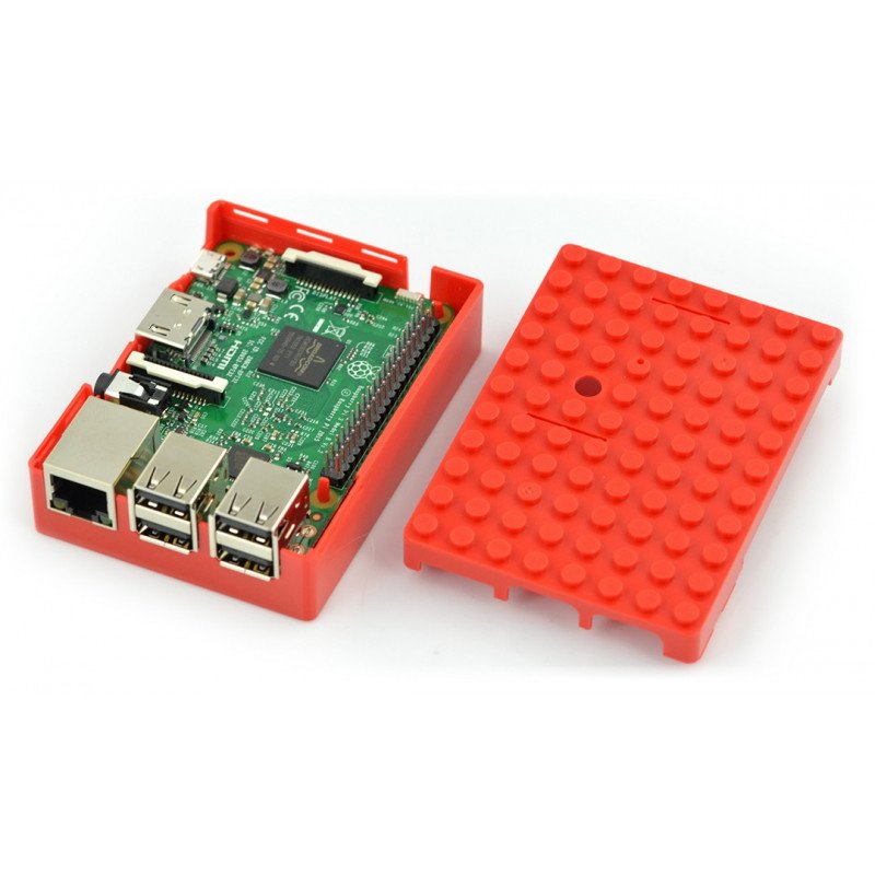 Pi-Blox - pouzdro Raspberry Pi Model 3/2 / B + - červené