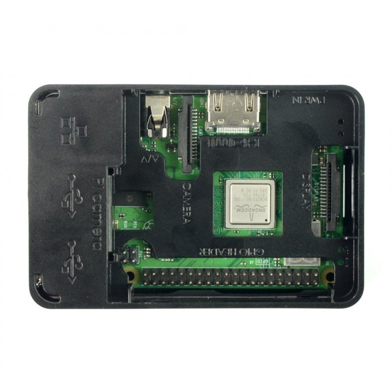 Pouzdro Raspberry Pi Model B + RS - černé s krytem