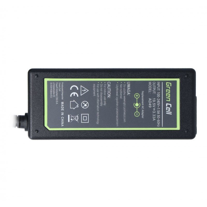 Green Cell napájecí adaptér pro notebooky HP 19,5V 3,33A se zástrčkou 4,5 / 3 mm