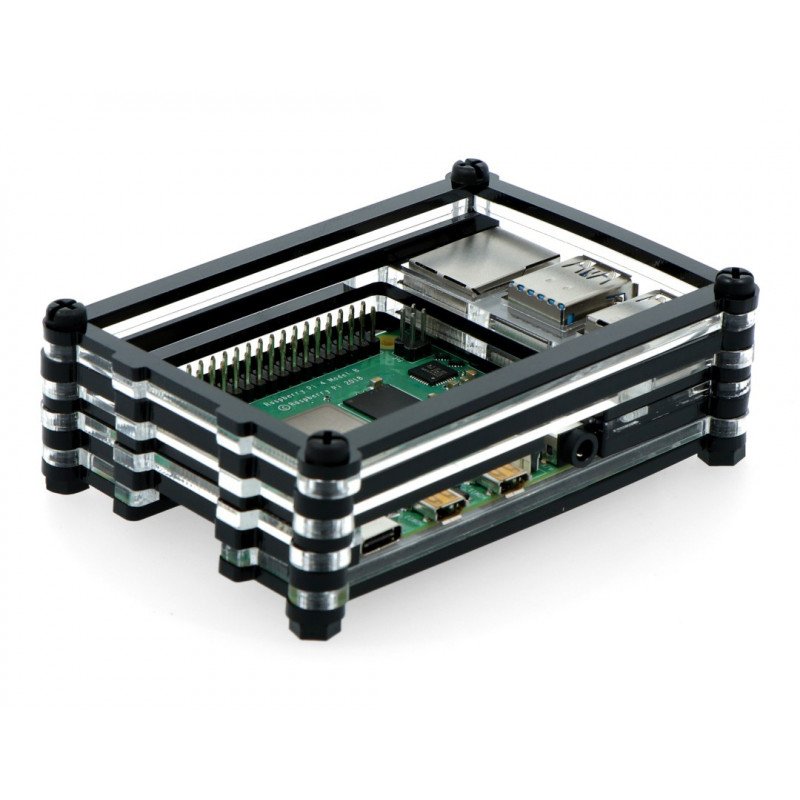 Pouzdro Raspberry Pi Model 4B - průhledné černé - LT-4B10