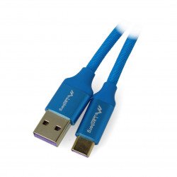 Lanberg USB kabel, typ AC 2.0, modrý premium 5A - 0,5m