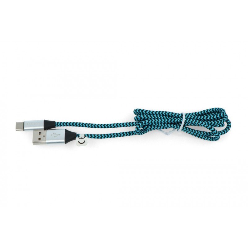 Kabel TRACER USB A - USB C 2.0 černé a modré opletení - 1m