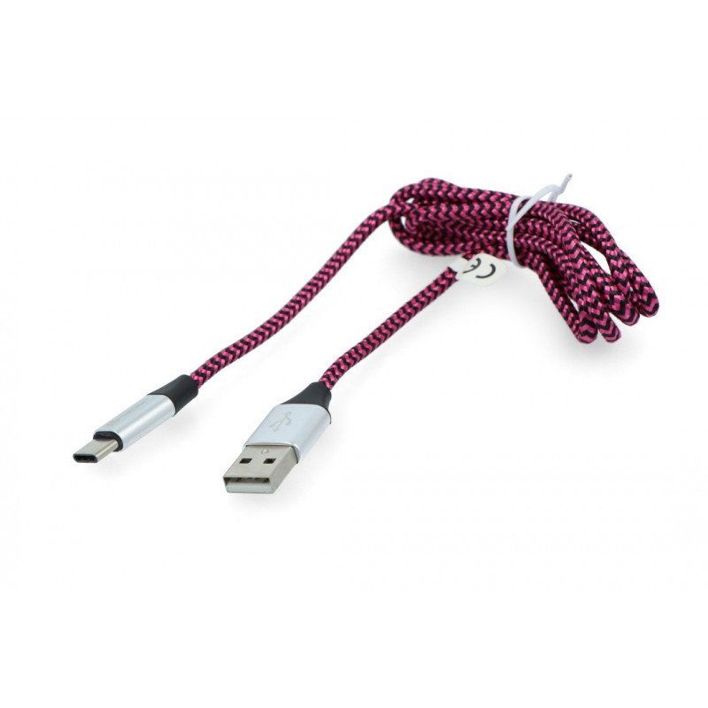 Kabel TRACER USB A - USB C 2.0 černé a fialové opletení - 1m