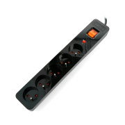 Prodlužovací kabel s bezpečnostním Acar X5 černý - 5 zásuvek - 1,5 m